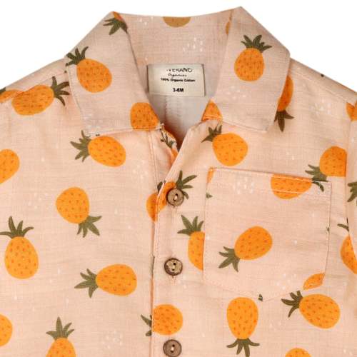 Pineapple Button Playsuit Baby Romper (Organic Muslin) - 3-6M
