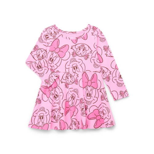 Minnie Mouse Toddler Girls Print Dress with Long Sleeves, Sizes 12M-5T