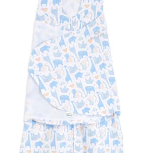 Blue Safari Animals 100% Cotton Baby Swaddle | HALO