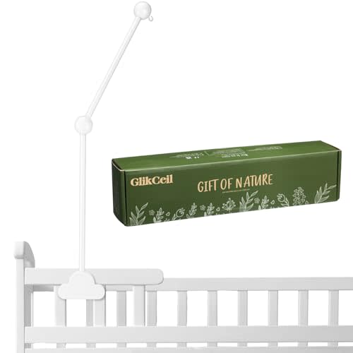 GlikCeil Wooden Baby Crib Mobile Arm 27.17 Inches Cloud Design Adjustable Baby Mobile Hanger for Crib Cot Bed Bassinet Wind Chimes Bed Bell Nursery(White)