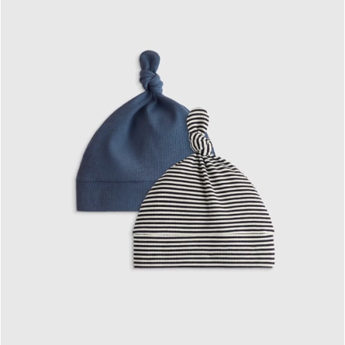 The Softest Rib Hat (2-Pack) in Ivory/Grey Stripe