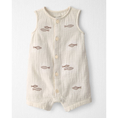 Baby Organic Cotton Gauze Embroidered Romper - Little Planet | Carter's