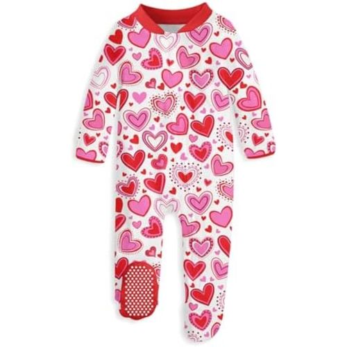 uideazone Baby Girls Footed Pajamas Zip-Front One-Piece Sleeper Non-Slip Footie Cute Pattern Jumpsuit PJs 0-12 Month