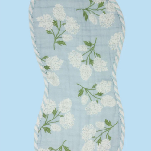 Blue Hydrangea Muslin Burp Cloth I Poppy Kids Co