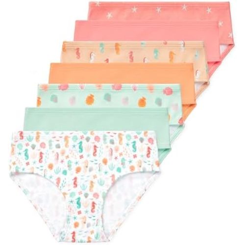 Lucky & Me Gracie Girls Briefs, 100% Organic Cotton Underwear, 7 Pack