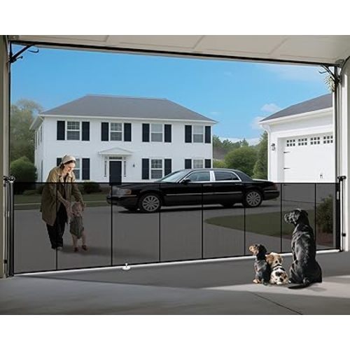 200" Retractable Baby Gates Dog Gate Extra Wide, 42" Tall Child Pet Safety Gate with Reinforced Strips for Stairs, Long Mesh Garage Gates Fence for Outdoor Indoor Large Openings Driveway Decks Patio