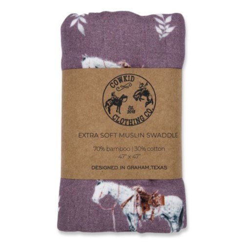 Mauve Ranch Horse Bamboo Muslin Swaddle – Cowkid Clothing Company