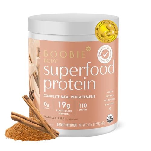 Boobie Body Superfood Protein Pregnancy and Postpartum Meal Replacement Shake, Vanilla Cookie Flavor | 19g Protein | Safe for Lactation & Motherhood | Organic, Vegan, Zero Sugar, 1 Tub (20 Servings)
