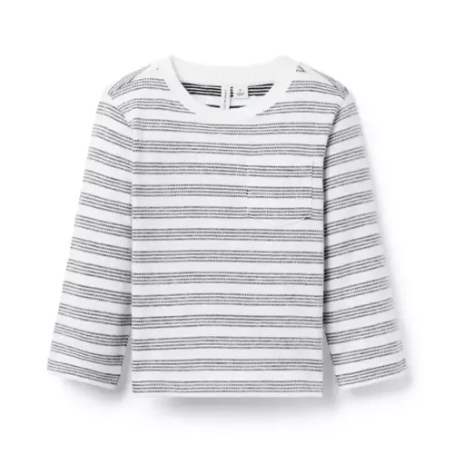 Boy Jet Ivory Stripe Textured Striped Tee by Janie and Jack