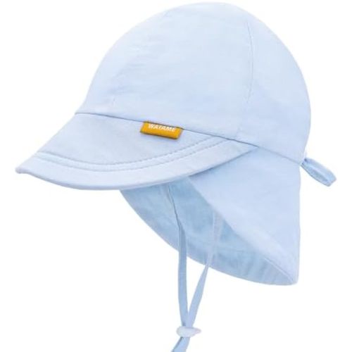 Linen Toddler Sun Hat for Baby Boys Beach Hats Newborn Girls UPF 50+ Hats Adjustable Infant Pool Cap with Neck Flap