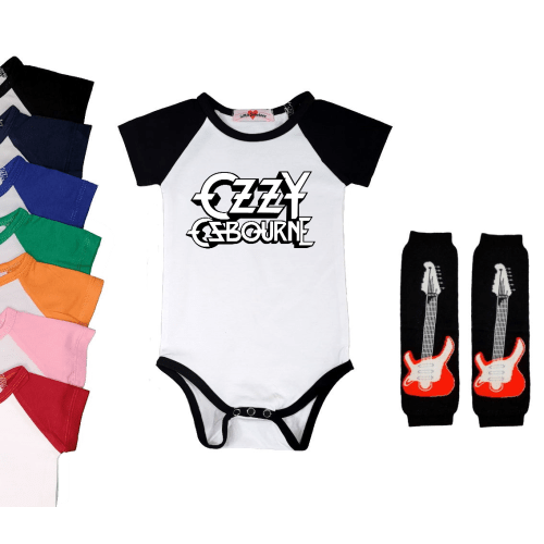 Ozzy Osbourne Baby Bodysuit Bloomers Headband Leg Warmers Set | 7 Color Choices
