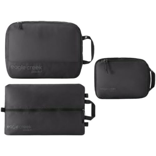 Eagle Creek Pack-It Essentials Set - Compression Packing Cubes for Compartmentalizing Luggage - Convenient Top Handle - Easy Grab Zipper Pull - Black - 3