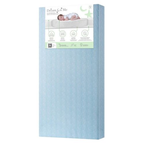 Dream On Me 2 in 1 Little Lullaby 5" Standard Crib and Toddler Mattress - Blue Floral