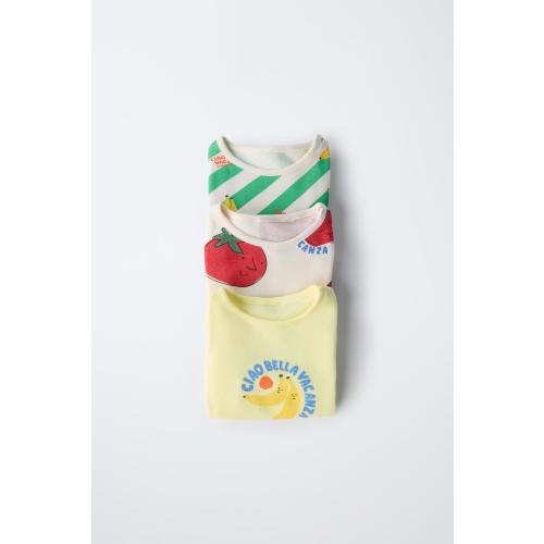 THREE-PACK OF TOMATO AND STRIPE PRINTED BODYSUITS - Multicolored | ZARA United States