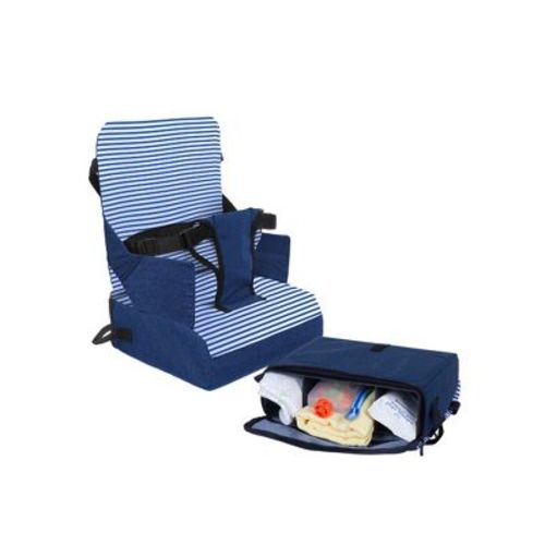 Dreambaby Grab ‘N Go Travel Booster Seat – Portable Toddler High-Chair for Dining - Denim Stripes