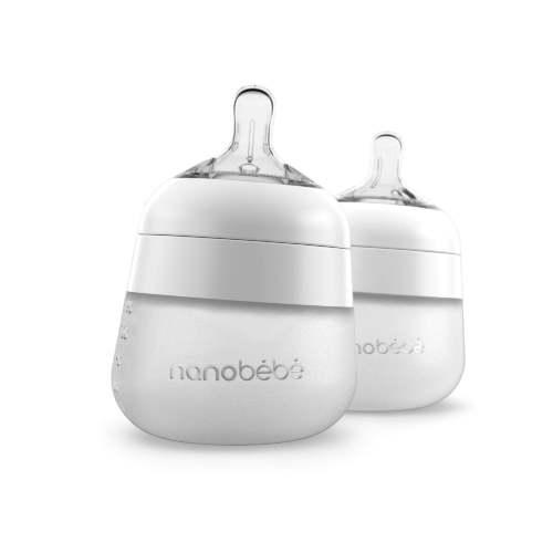 The Flexy Silicone Baby Bottle, 5oz. 2 pack in white