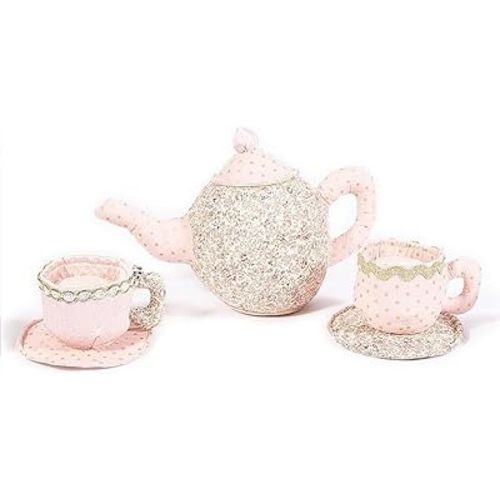 MON AMI Floral Tea Set Stuffed Toy | Pretend Play Tea Party Set for Girls with Teapot & Cups | Soft Plush Toy Set for Imaginative Play for Toddlers & Preschoolers