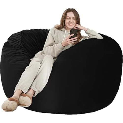 HABUTWAY Bean Bag Chair: Giant 5' Memory Foam Furniture Bean Bag Chairs for Adults with Microfiber Cover 5Ft (Black)