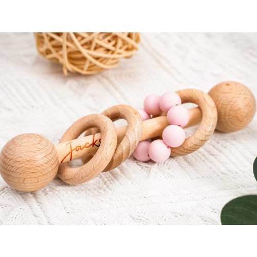 Personalized Baby Rattle for Babies,Engraved Wooden Rattle Ring for Newborn Gift,Baby Shower Gift,Gift for Nephew Niece