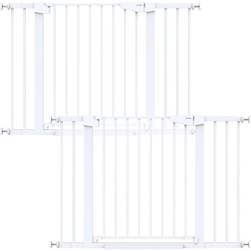 Cumbor 2 Pack 29.7-46" Baby Gate for Stairs, Mom's Choice Awards Winner-Auto Close Dog Gate for doorways, Easy Install Pressure Mounted Pet Gates indoor, Easy Walk Thru Wide Safety Gate for Dog, White