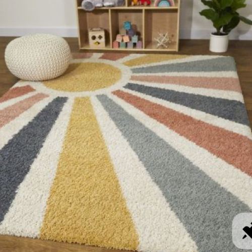 Deovian Sunshine Rainbow Shag Rug