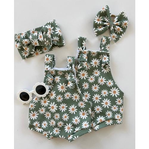 Daisy Overalls: Organic Knit Cotton Baby Girl Clothes