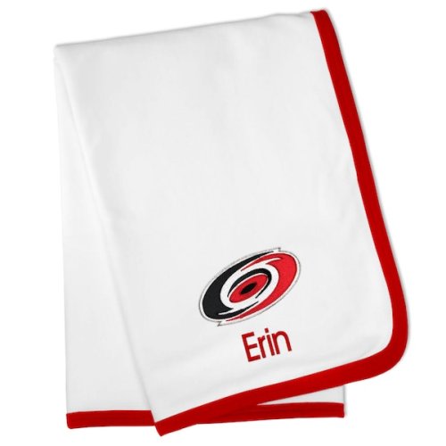 Carolina Hurricanes White Personalized Baby Blanket