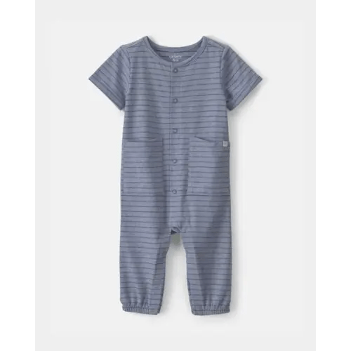 Baby Boy Striped Jumpsuit - Blue | Carter's