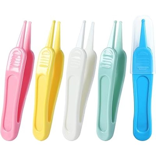 5PCS Nose Cleaning Tweezers, 5 Colors Baby Nose Picker, Round Head | Effective Booger Remover Tool, Ear & Navel Cleaner Clip for Baby's Care