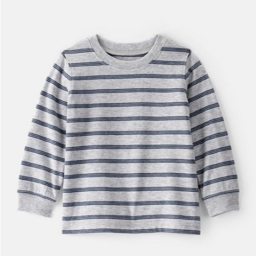 Baby Boy Striped Long-Sleeve Tee- Grey | Carter's