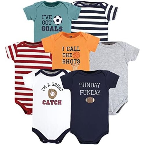 Hudson Baby baby-boys Cotton Bodysuits 7-pack