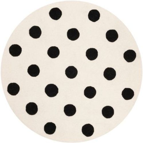 Safavieh Kids Polka Dots SFK904 Hand Tufted Indoor Area Rug - Ivory/Black - 5' Round - Safavieh