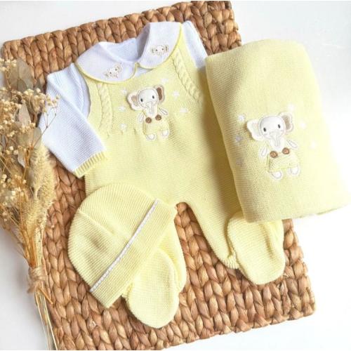Newborn Boy First Outfit Spanish Newborn knitted Set - Peto Primera Puesta baby boy knit clothing baby knitted footie baby Elephant