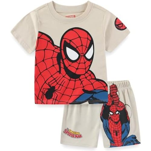 Marvel Spider-Man Boys Short Sleeve T-Shirt and Active Mesh Shorts Set for Toddler and Big Kids