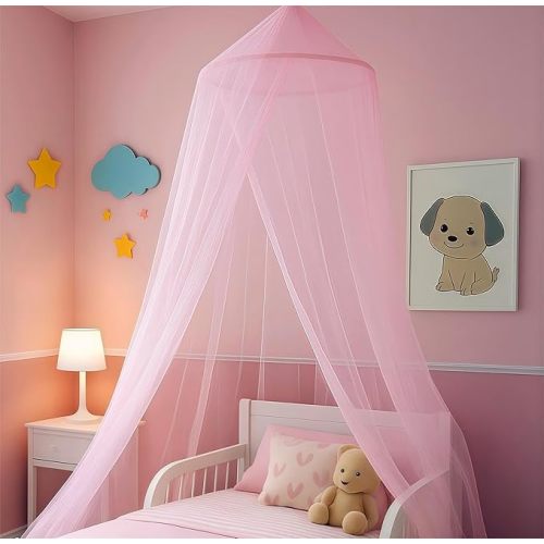 Daksha Princess Pink Bed Canopy for Girls, Dreamy Canopy Net Fits Most Single, Twin, Full and Queen Size Bed, Room Decor, Kids Bedroom Accessories