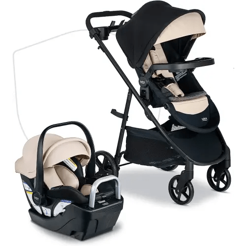 Britax Willow Brook S+ Baby Travel System, Infant Car Seat and Stroller Combo with Alpine Base, ClickTight Technology, SafeWash Insert and Cover, Sand Onyx