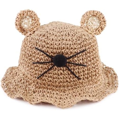 JANGANNSA Baby Girl Straw Hat Outdoor Baby Sun Protection Hats Summer Bowknot Beach Cap for Infant Toddler Girls