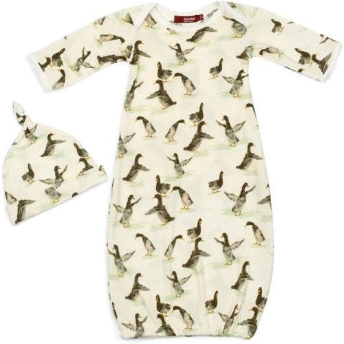 Milkbarn Newborn Gown and Hat Set - 0-3 Months Baby Nightgown - Soft & Gentle - Stylish Announcement Outfit for Boys & Girls