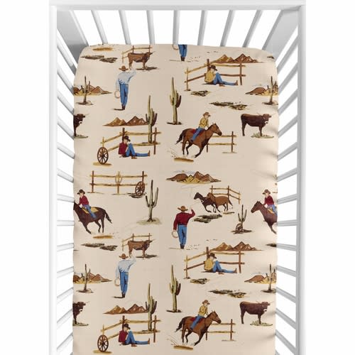 Wild West Cowboy Collection Fitted Crib Sheet - Cowboy Print