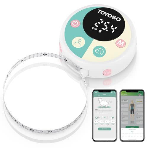 Toyoso Smart Body Measuring Tape, Bluetooth Measuring Tapes for Body or Pet with APP, Digital Body Tape with LED Display, Retractable Double-Scale Ruler for Weight Loss, Muscle Gain and Fitness