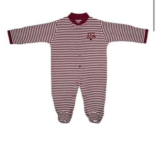Texas A&M Aggies MAROON Baby Striped Footed Romper Pajamas - 35010074