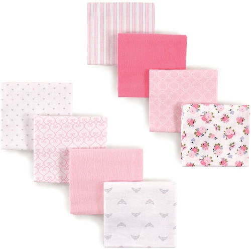 Luvable Friends Baby Girls' Flannel Receiving Blanket, 8-Pack, Choose Your Color