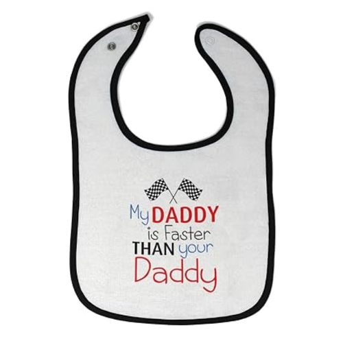 Cute Rascals Toddler & Baby Bibs Burp Cloths Dad My Daddy Is Faster than Your Race Car Dad Father's Day Cotton Baby Items for Baby Girl & Boy White Black Design Only