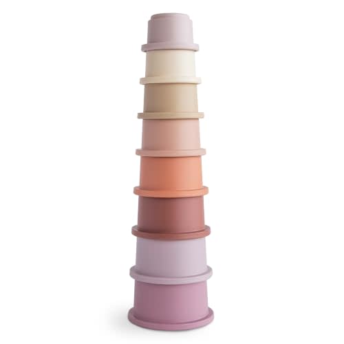 mushie Stacking Cups Toy 8pcs | Made in Denmark (Petal) | Ages 10+ Months, Made in Denmark, BPA-Free, Polypropylene Plastic