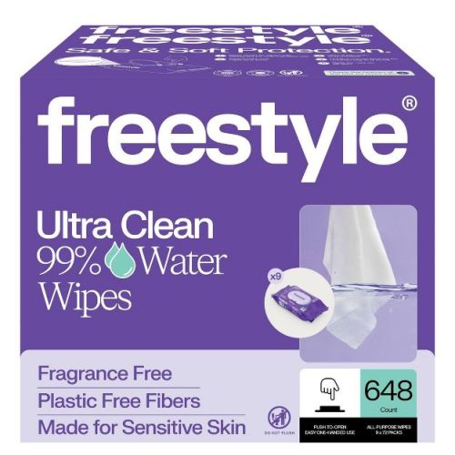 Freestyle Ultra Clean 99% Water Unscented Baby Wipes for Sensitive Skin - Flip Top Pack - 648ct