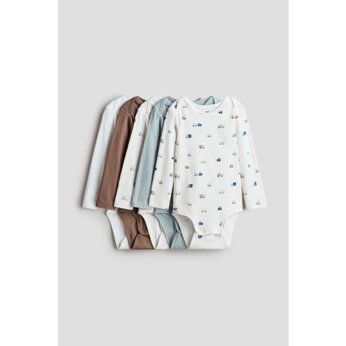 5-PACK COTTON BODYSUITS WITH LAP SHOULDERS