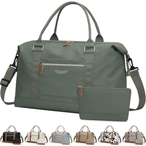 Travel Duffle Bag for Women, Weekender Bags, Hospital Bag for Labor Delivery, Lightweight Tote Duffel Overnight Bag with Luggage Sleeve,Airplane Travel Bags (Army Green, Large)