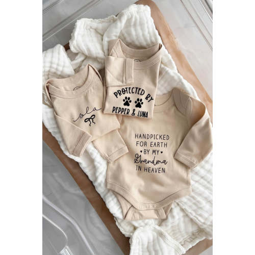 Personalized Long Sleeve Graphic Bodysuits | Natural