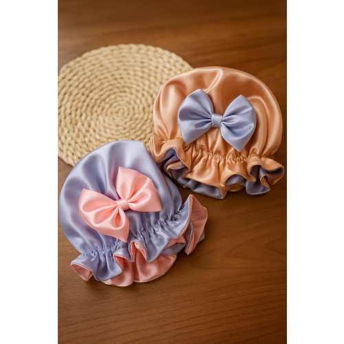 Satin Baby Bonnet with Bow – Infant Sleep Cap for Curly Hair Protection | Soft & Stylish Night Cap for Babies