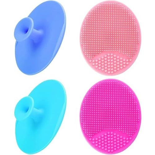 Baby Bath Brush, Baby Cradle Cap Brush, Silicone Massage Brush, Silicone Scrubbers Exfoliator Brush, Skin Scrubber Baby Essential for Dry Skin, Cradle Cap and Eczema (Small-4PCS)